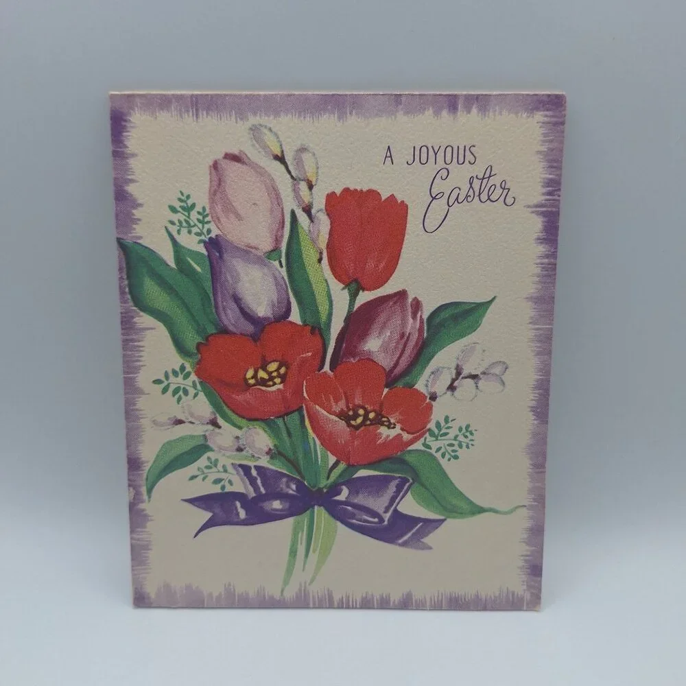 Vintage BAP Co Joyous Easter Floral Greeting‎ Card Sentimental USA Craft Journal